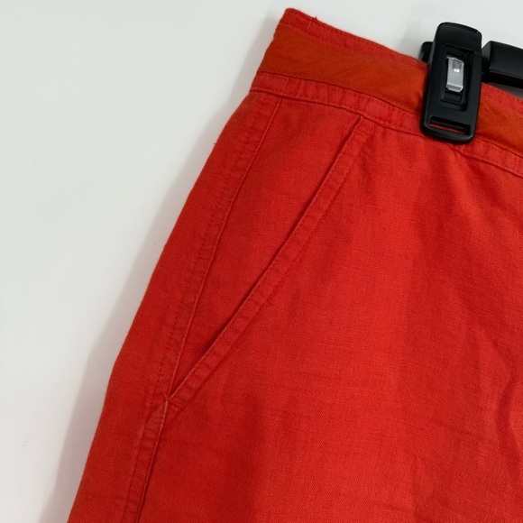 Talbots Pure Irish Linen Casual Skirt Button Tie Pockets Size 14 Coral Women’s - Picture 4 of 8